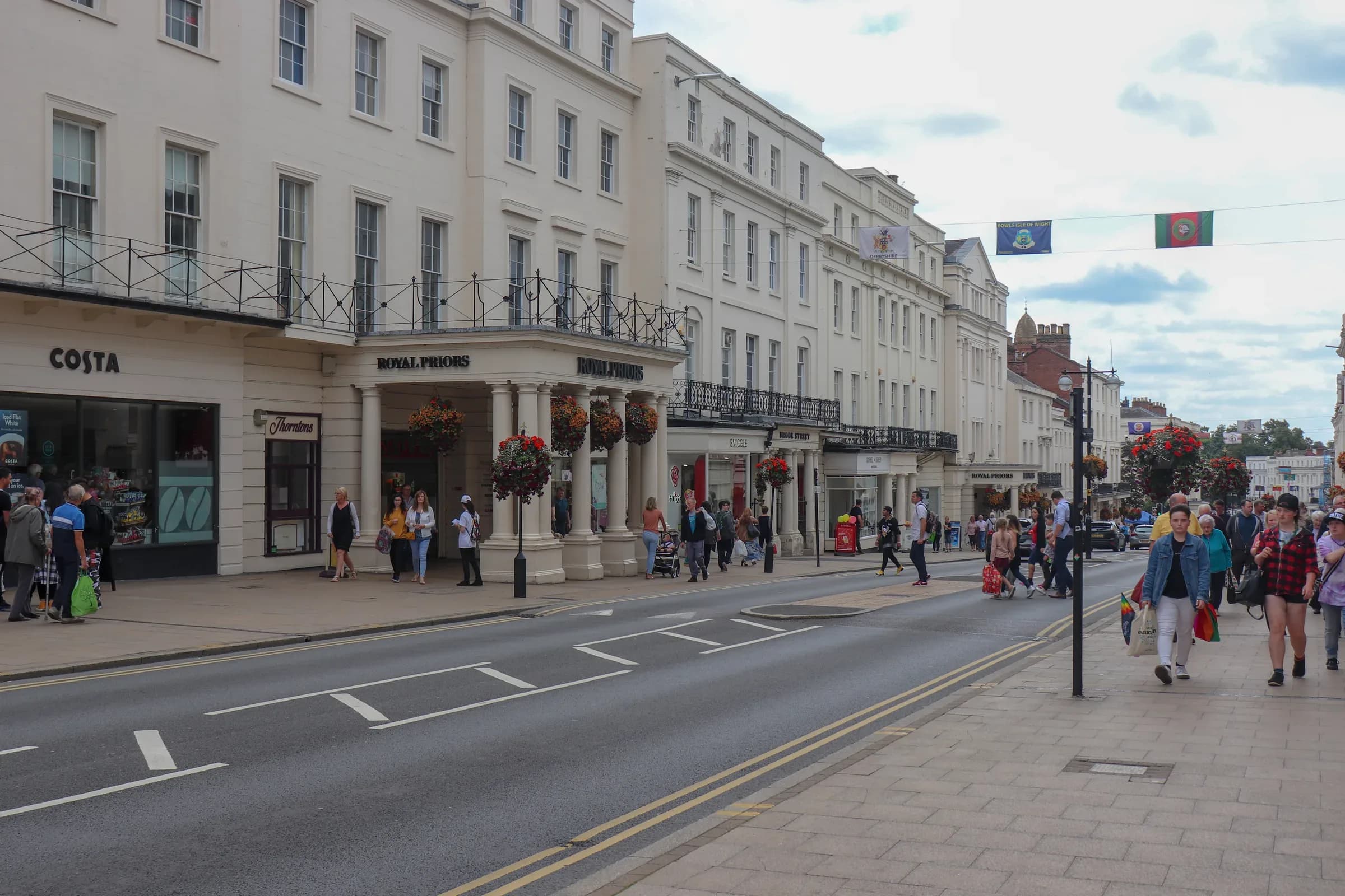 The Parade in Royal Leamington Spa, the town’s main street of Regency frontages.