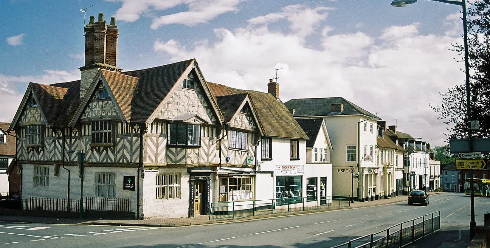 Market Hill in Southam, the open market square at the centre of the town.